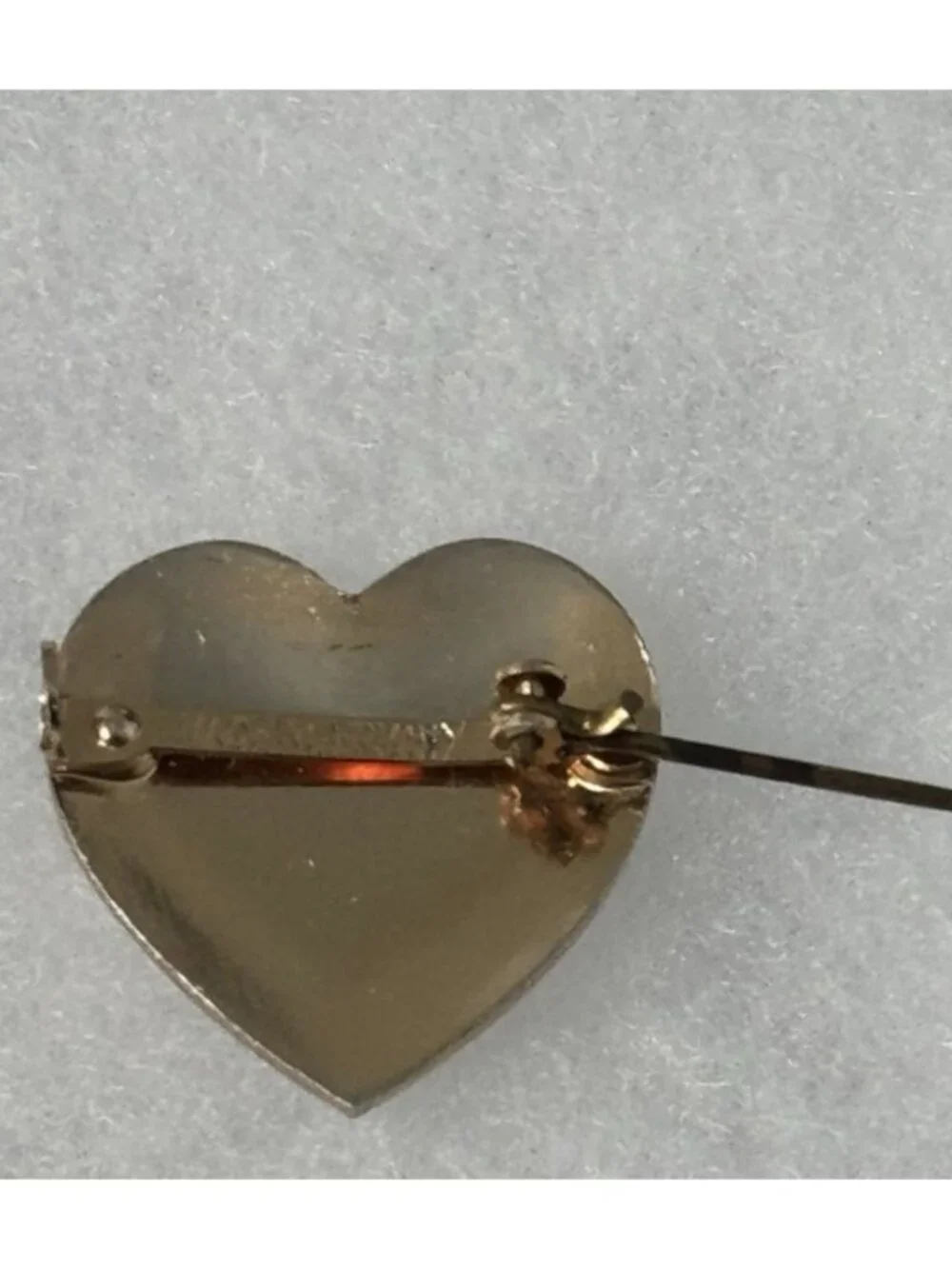 Heart Brooch Pin Gold Tone Vintage Etched Swirl Design